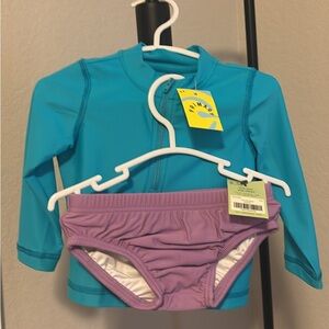 Infant 3-6 mo Unisex Swim Set with swim Diaper- Blue and Purple